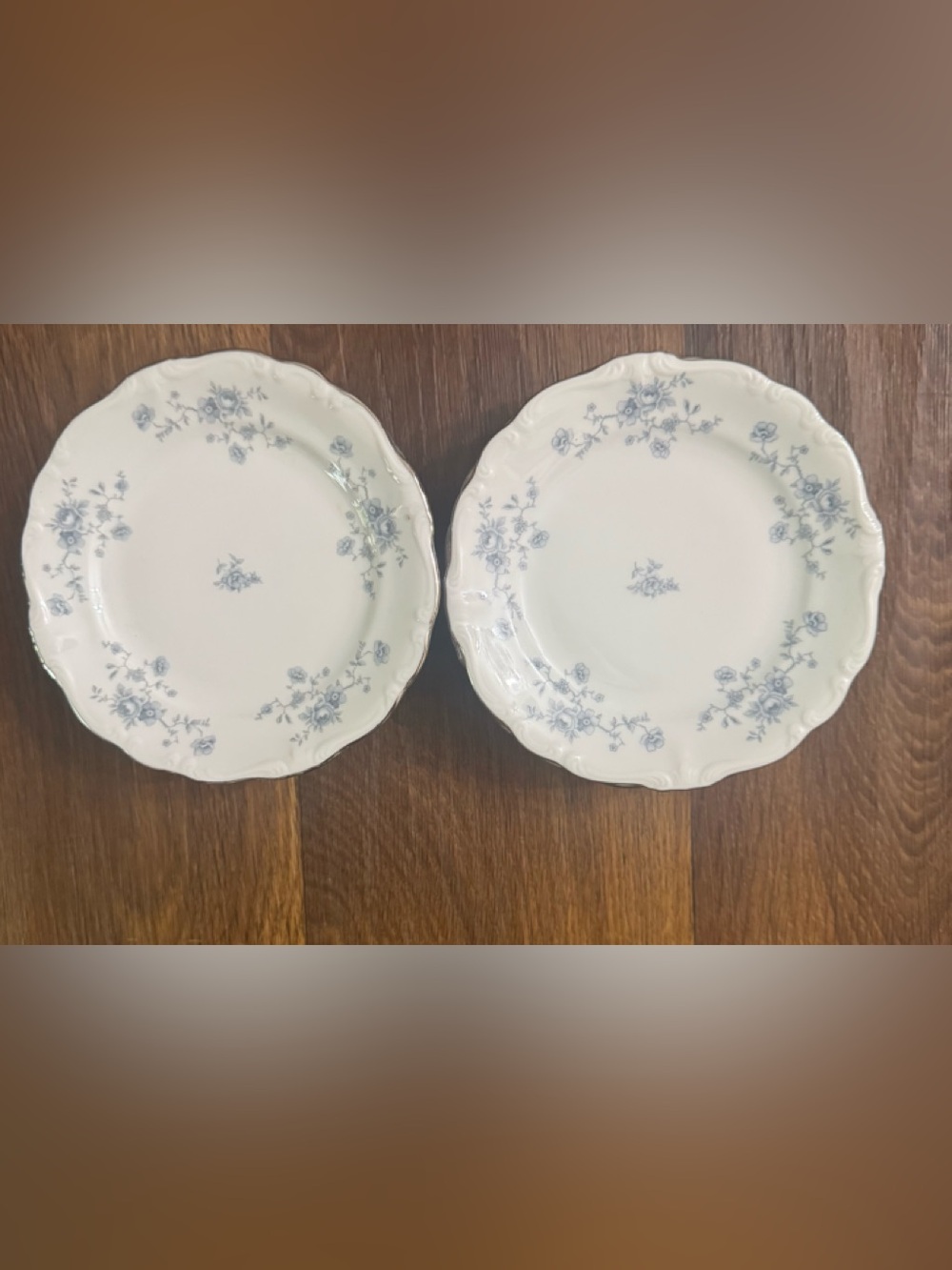 Johann Haviland Bavaria Germany bread Plates with Blue Floral Pattern